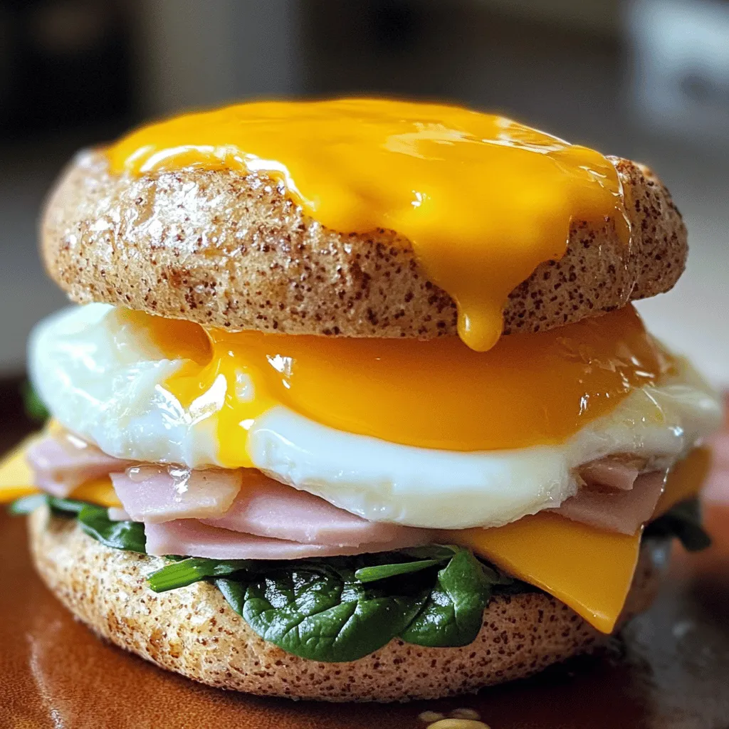 Egg &#038; Ham Breakfast Sandwich with Melty Cheddar Delight