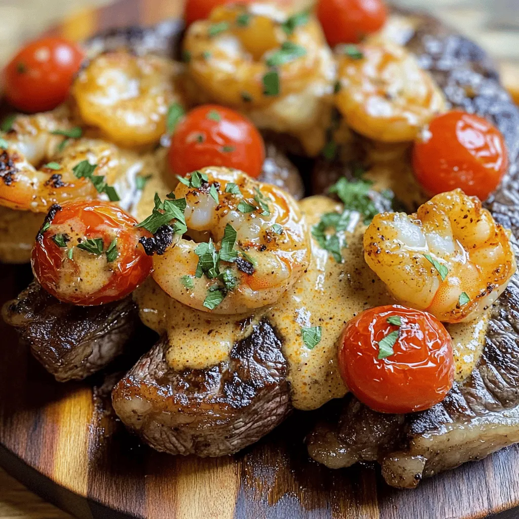 Steak with Creamy Cajun Shrimp Sauce Flavorful Delight