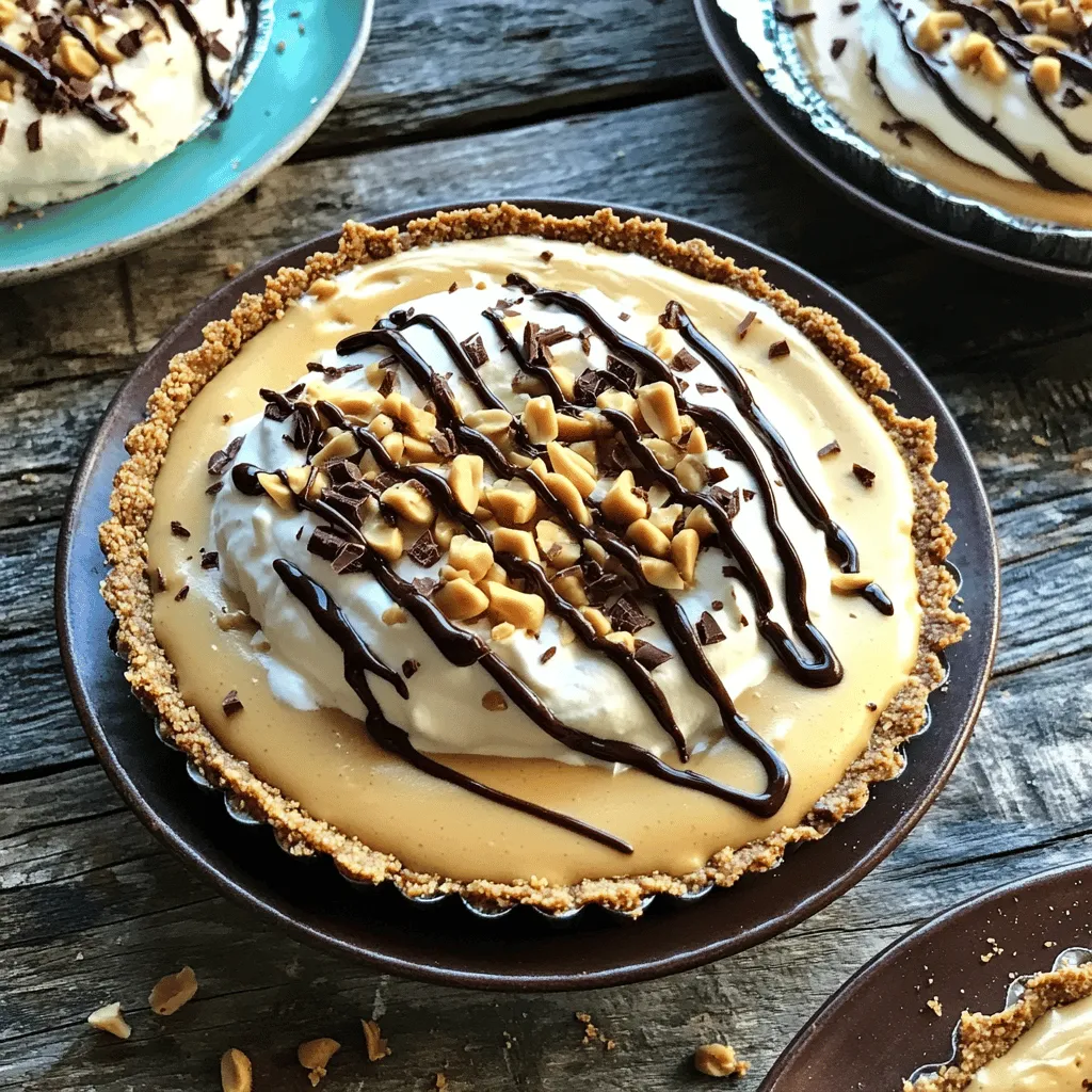 The no bake peanut butter pie recipe shines due to its simple ingredients. You need crushed graham crackers, unsalted butter, powdered sugar, creamy peanut butter, cream cheese, vanilla extract, and whipped cream. Each of these items plays a key role.