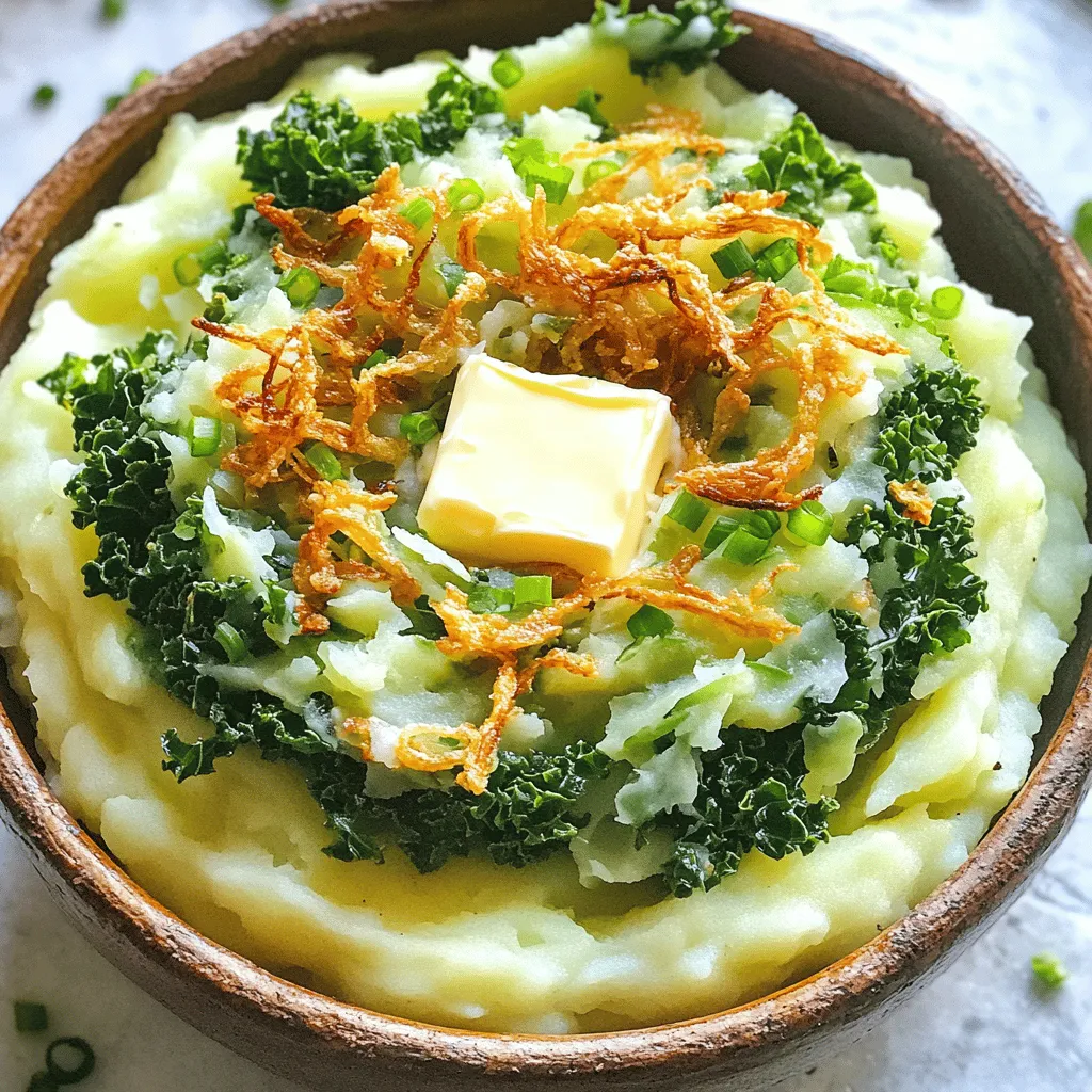To make a great colcannon, you need simple, fresh ingredients. The key is using good potatoes. I always choose starchy potatoes like Russets. They mash well and create a creamy texture.