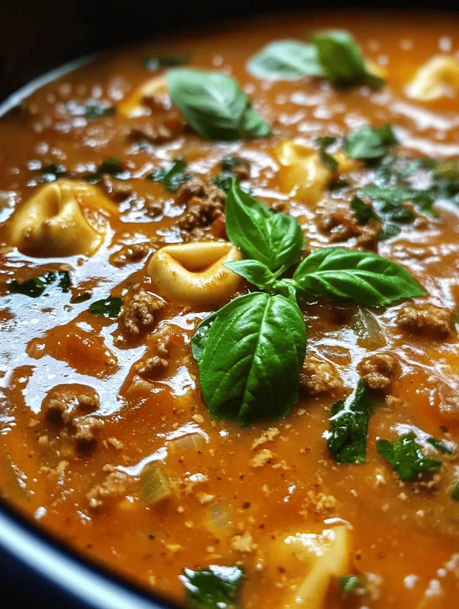 Slow Cooker Comforting Tomato Tortellini Soup with Ground Beef