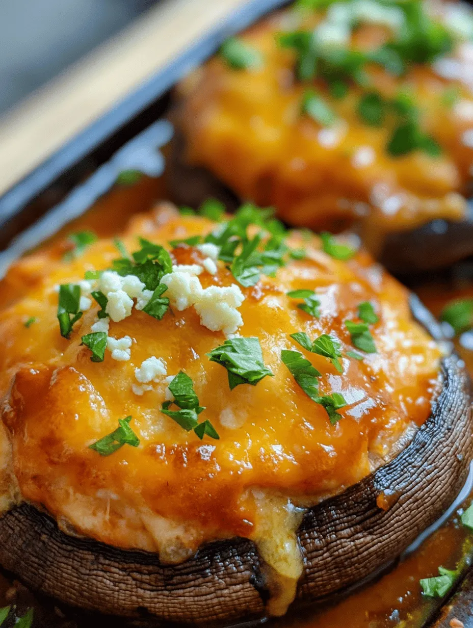 Savory Delight: Buffalo Chicken Dip Stuffed Baked Mushrooms