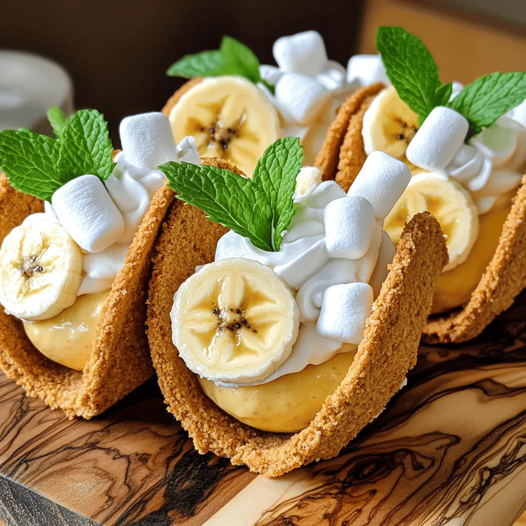 When making banana pudding tacos, you need simple and tasty ingredients. Here are the essential items: