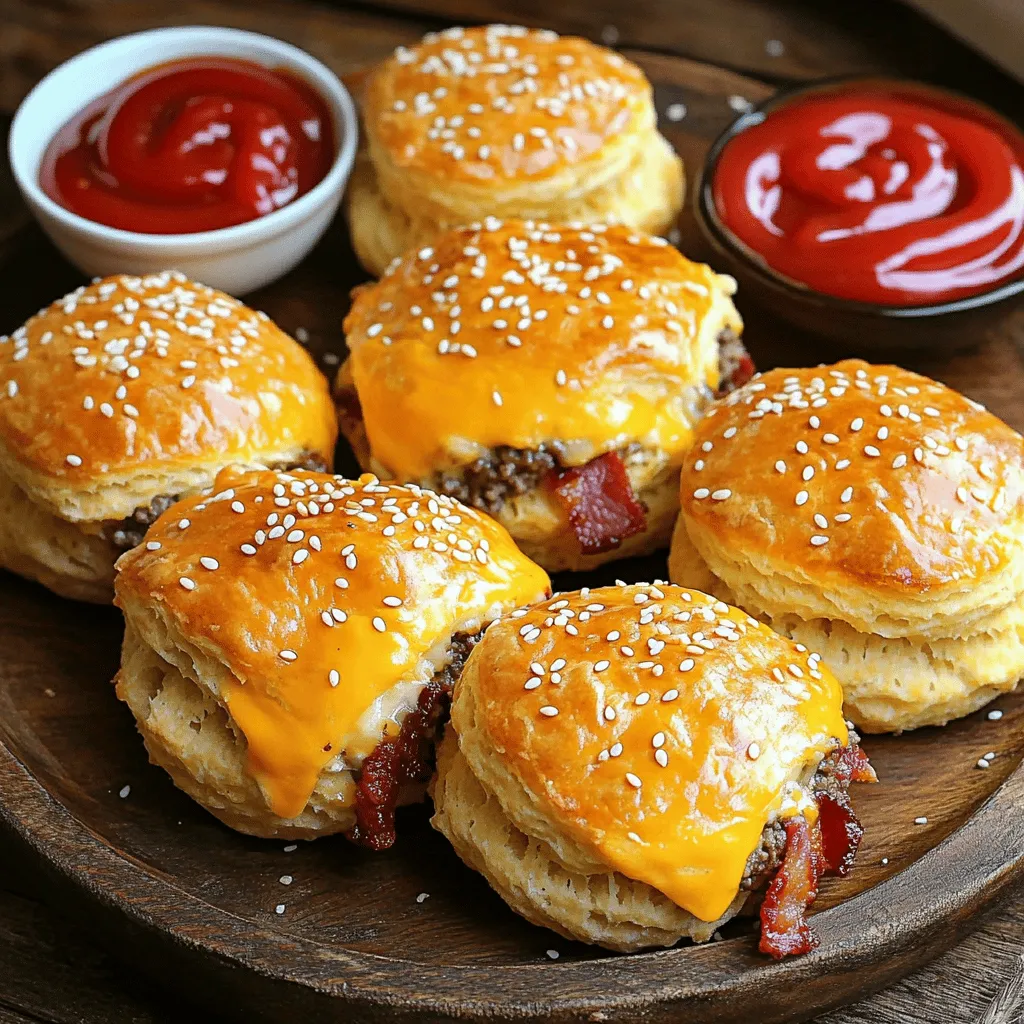 To make beefy bacon cheeseburger bombs, you need a few key ingredients. Start with 1 pound of ground beef. This forms the main filling. You will also need 4 slices of chopped bacon for that smoky taste. Adding 1 cup of shredded cheddar cheese gives a creamy texture. Don