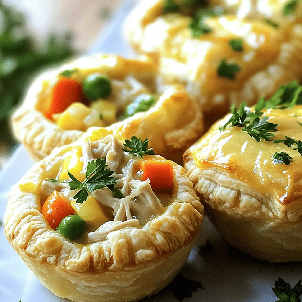 - 1 pound cooked chicken breast, shredded - 1 cup frozen mixed vegetables (carrots, peas, corn) - 1 package (2 sheets) refrigerated puff pastry
