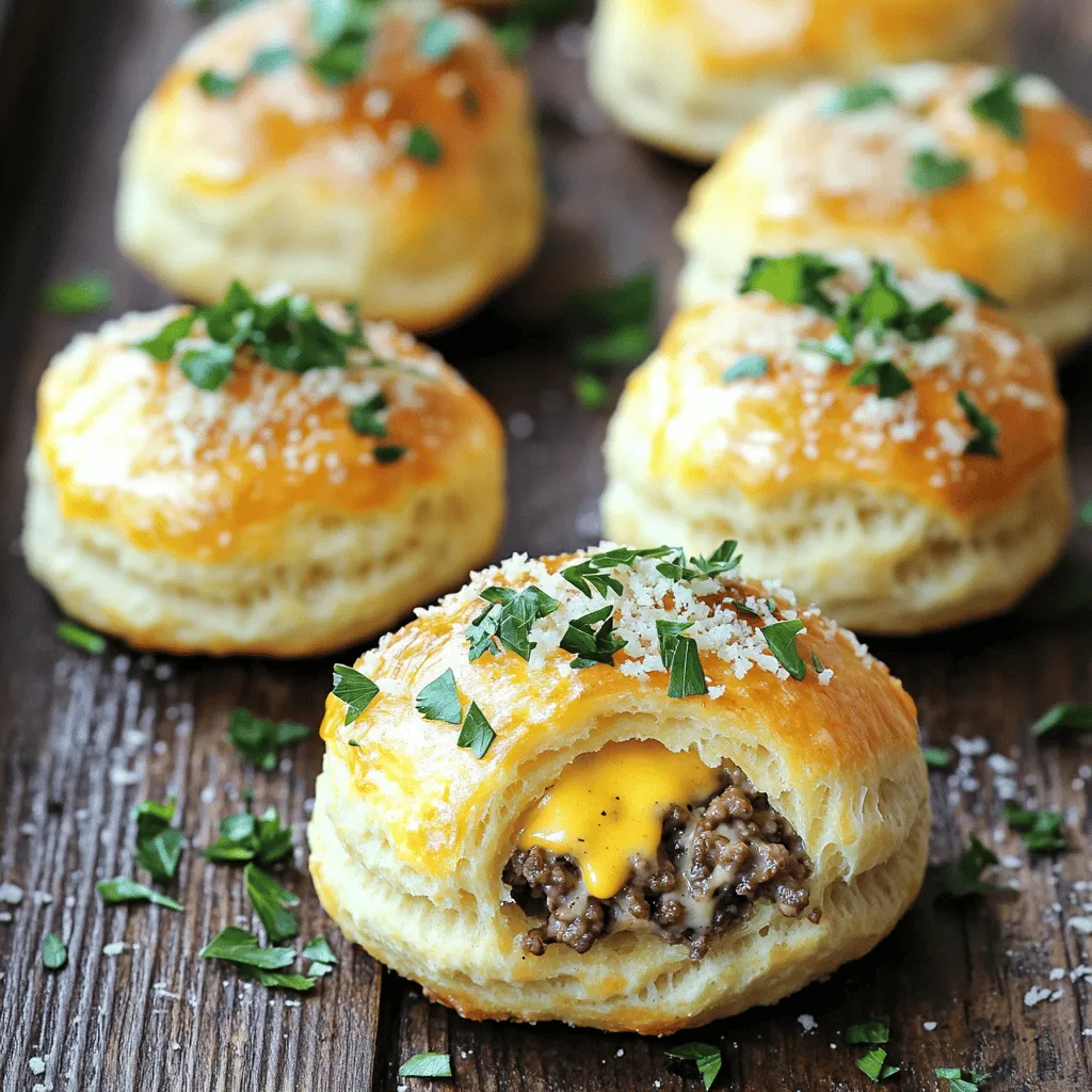 The garlic parmesan cheeseburger bombs recipe is simple and fun. You will need a few key ingredients to make these tasty snacks.