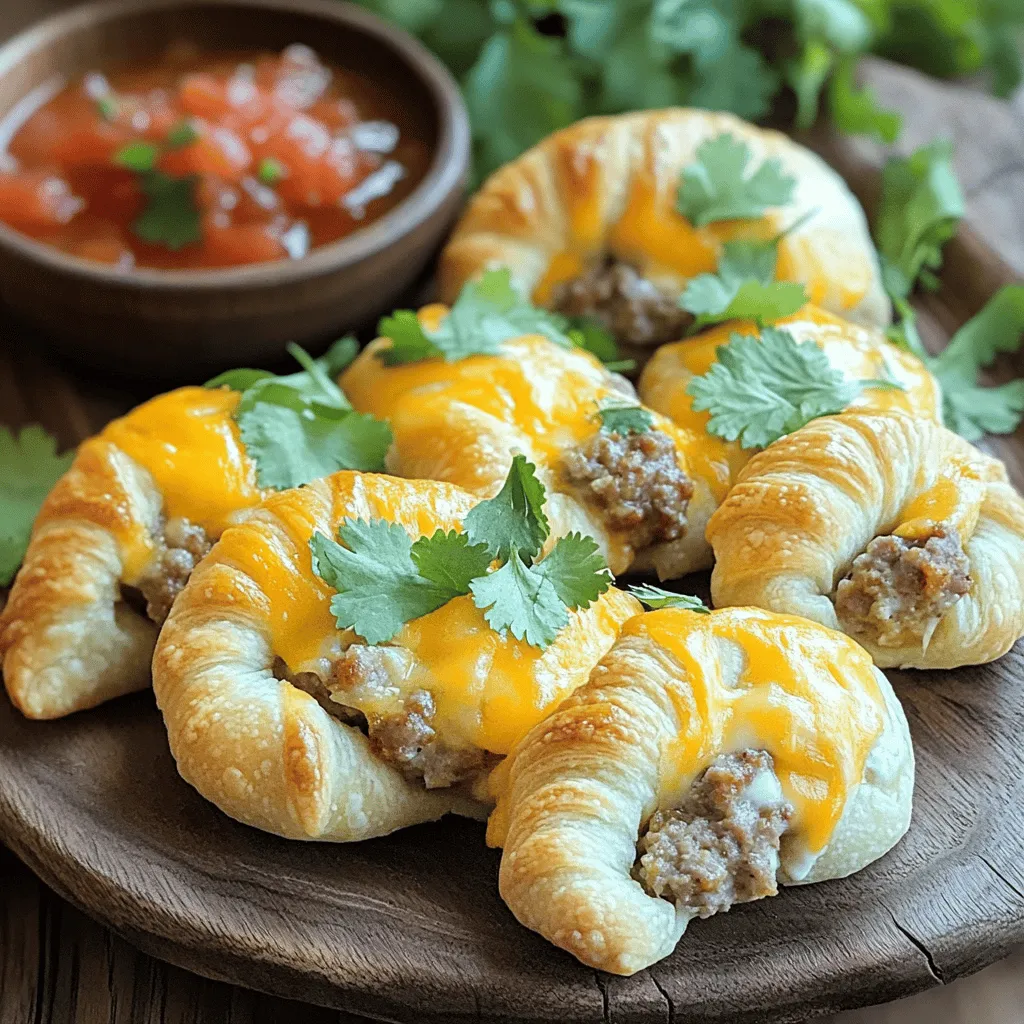 The key ingredients for Rotel Sausage & Cream Cheese Crescents are simple yet flavorful. You need ground breakfast sausage, cream cheese, Rotel tomatoes, garlic powder, onion powder, crescent roll dough, and cheddar cheese. Each component plays a special role in creating a delicious bite.