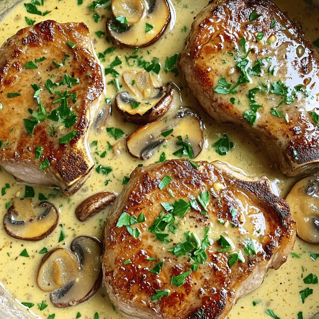 Garlic Pork Chops in Creamy Mushroom Sauce Delight