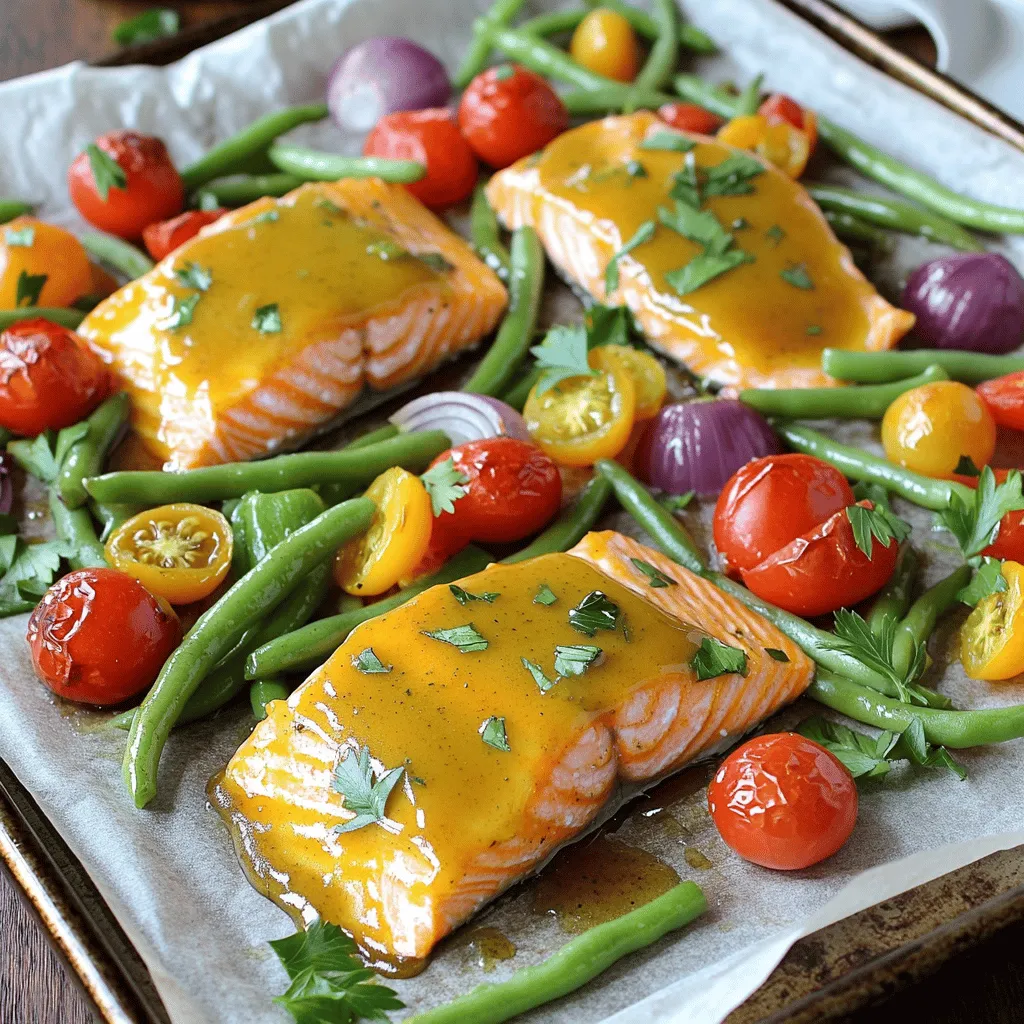 Honey Mustard Salmon Veggie Sheet Pan Delight
