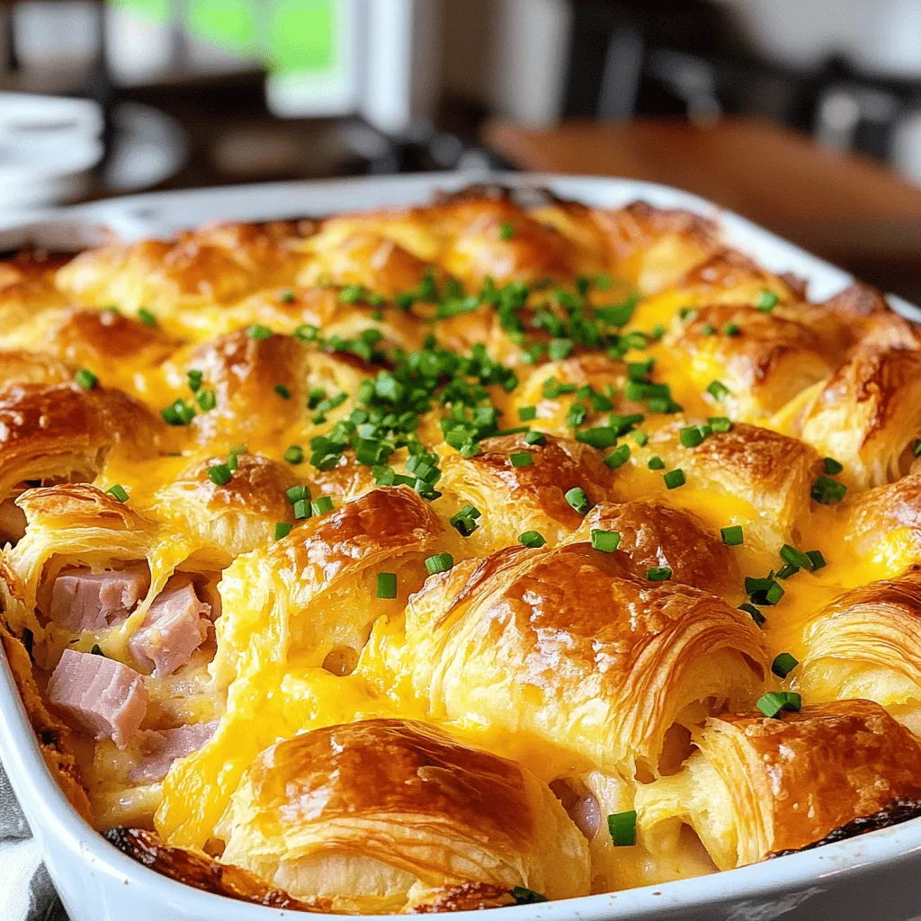 Ham and Cheese Croissant Breakfast Casserole Delight