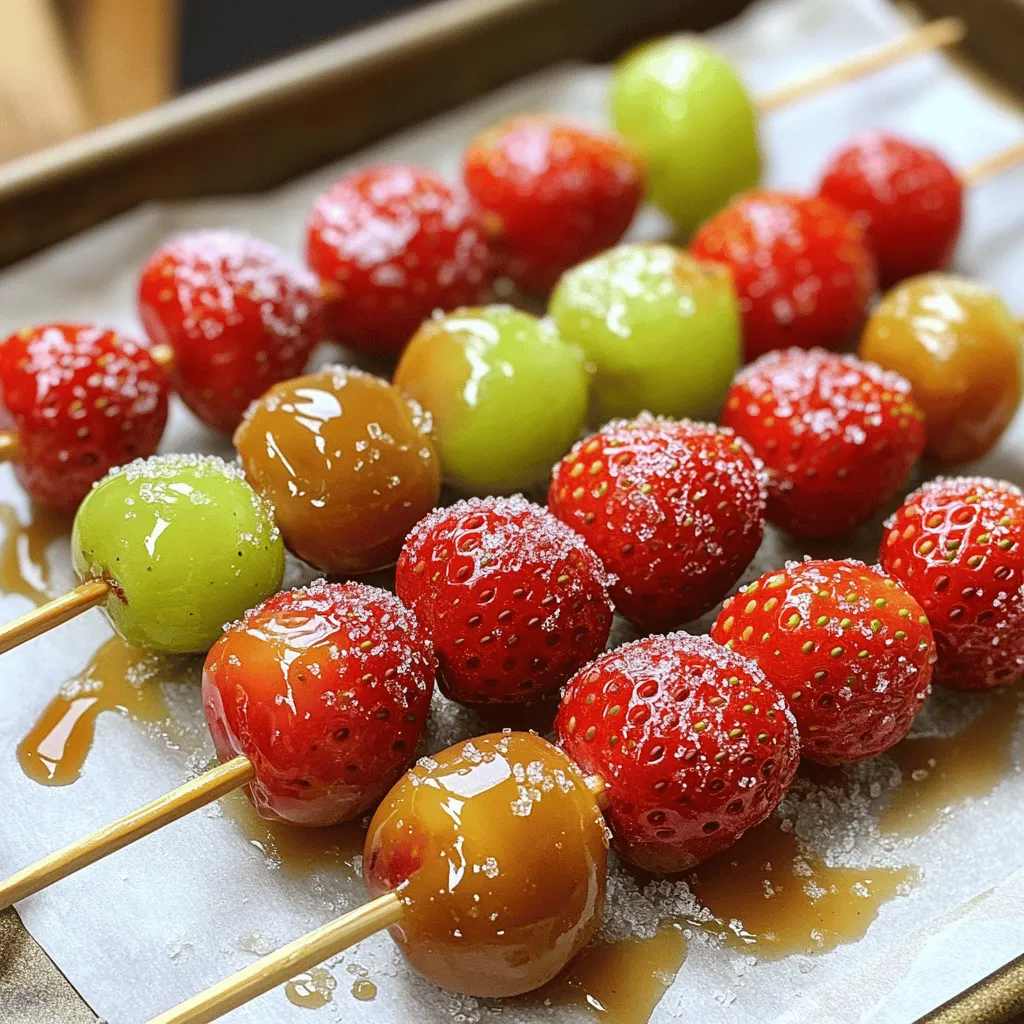 Tanghulu is a sweet snack from China. It consists of fruits coated in hard sugar. You can find it on sticks, often sold by street vendors. This treat is popular during festivals and celebrations. People love its bright colors and crunchy texture. It brings joy to many, especially children.