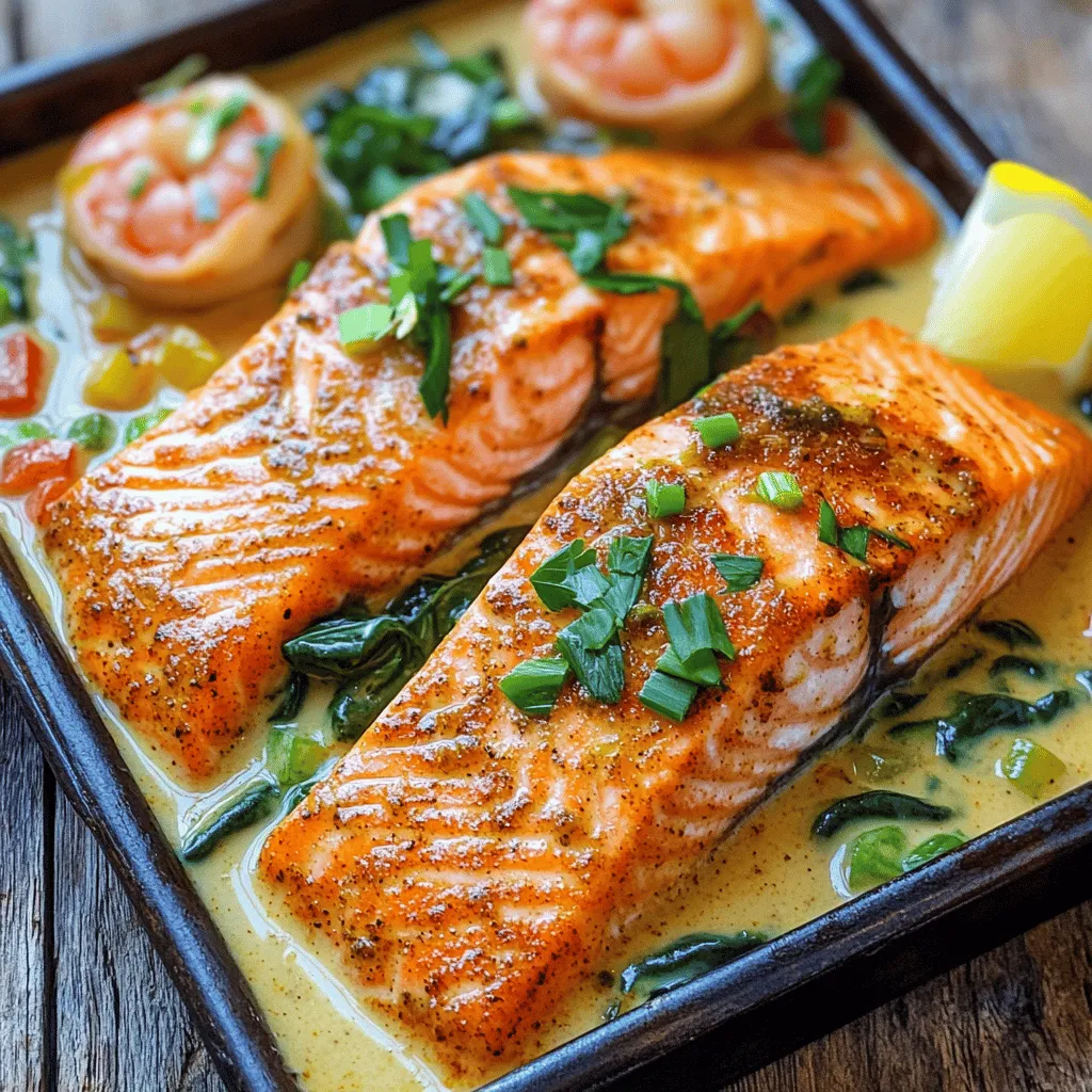 Cajun Creamy Delight: Salmon and Shrimp Dish