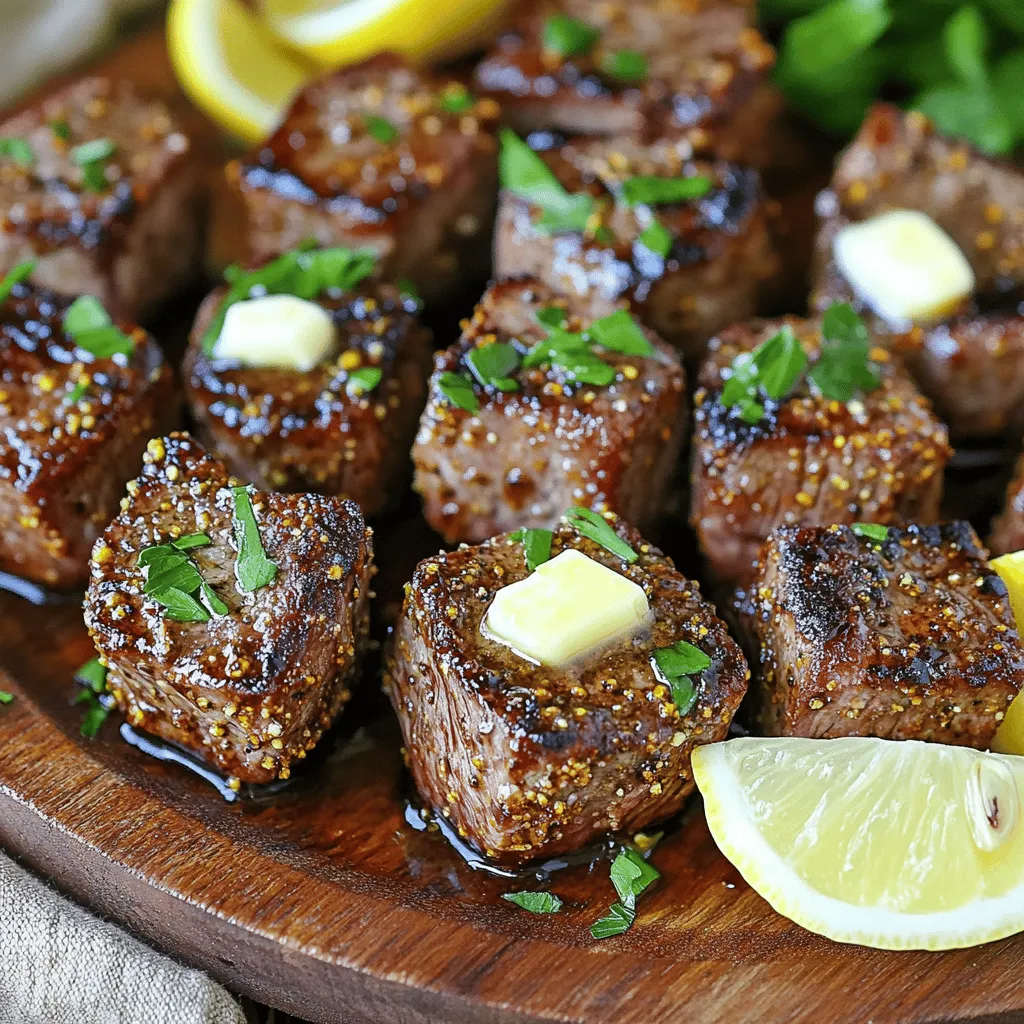 For Cajun garlic butter steak bites, you need a few key items: - 1 pound sirloin steak, cut into bite-sized cubes - 1 tablespoon Cajun seasoning - 1 teaspoon salt - 1 teaspoon black pepper - 3 tablespoons butter - 4 cloves garlic, minced - 2 tablespoons fresh parsley, chopped (for garnish) - Lemon wedges (for serving)