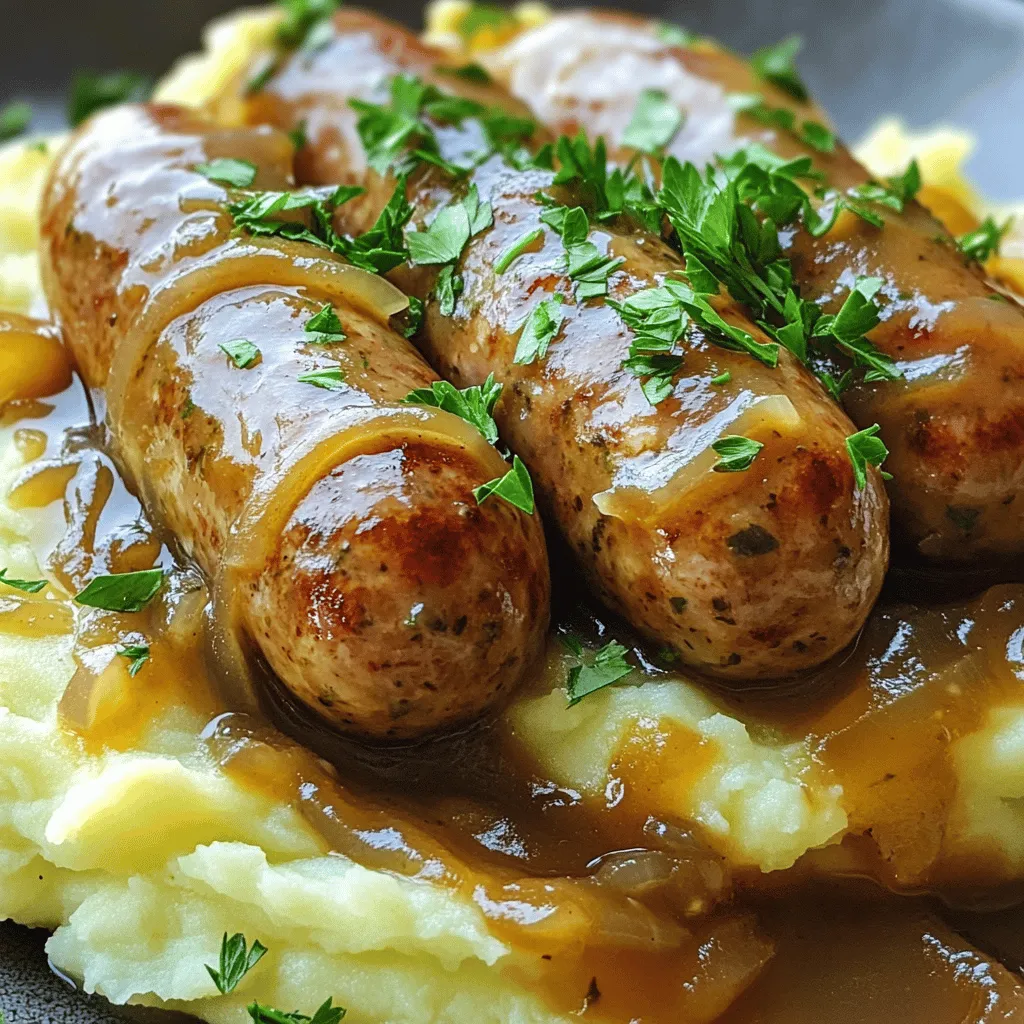 To make a great bangers and mash, you need some key ingredients. The main stars are the sausages and potatoes. Choosing the best sausages for bangers and mash is key. I prefer using herbed pork sausages. They add flavor and richness.