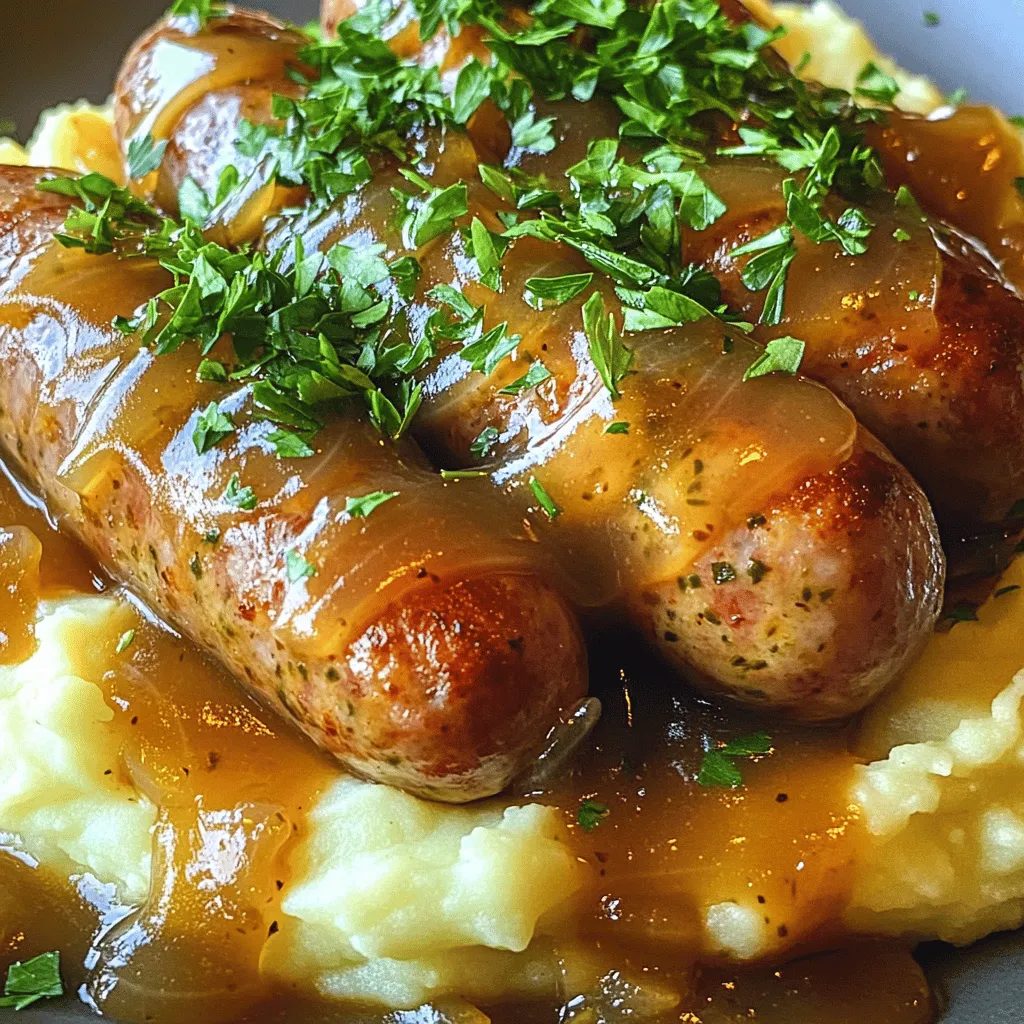 Bangers and Mash with Onion Gravy Simple Comfort Dish