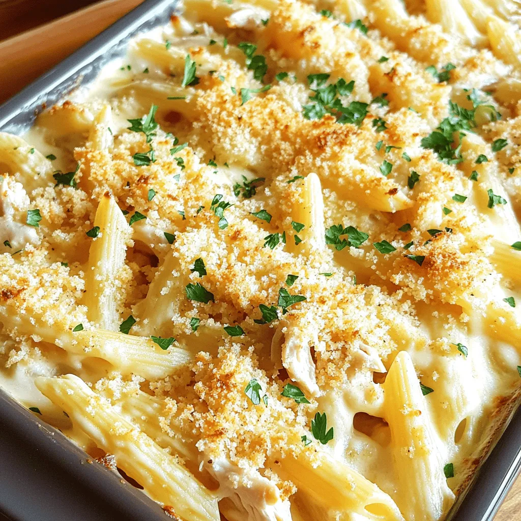 Cheesy Garlic Parmesan Chicken Pasta Bake Delight