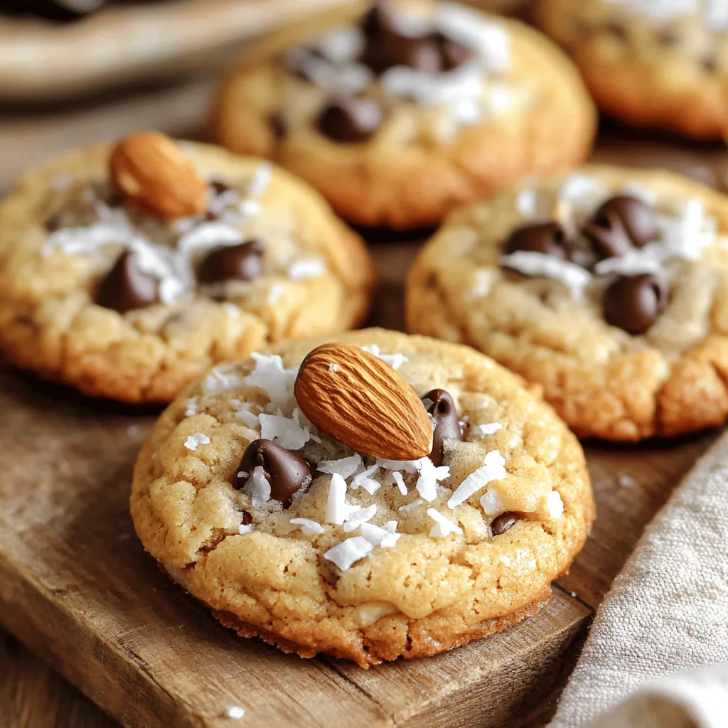 To make small batch almond joy cookies, you need simple ingredients. Gather 1 cup of almond flour. This flour gives the cookies a nice nutty flavor. Next, you need ¼ cup of shredded unsweetened coconut. This adds texture and a hint of sweetness. You will also need ¼ cup of dark chocolate chips. If you want, use dairy-free chips for a vegan option. For sweetness, grab ¼ cup of maple syrup. You will also need ¼ cup of melted coconut oil. This oil keeps the cookies moist. Don