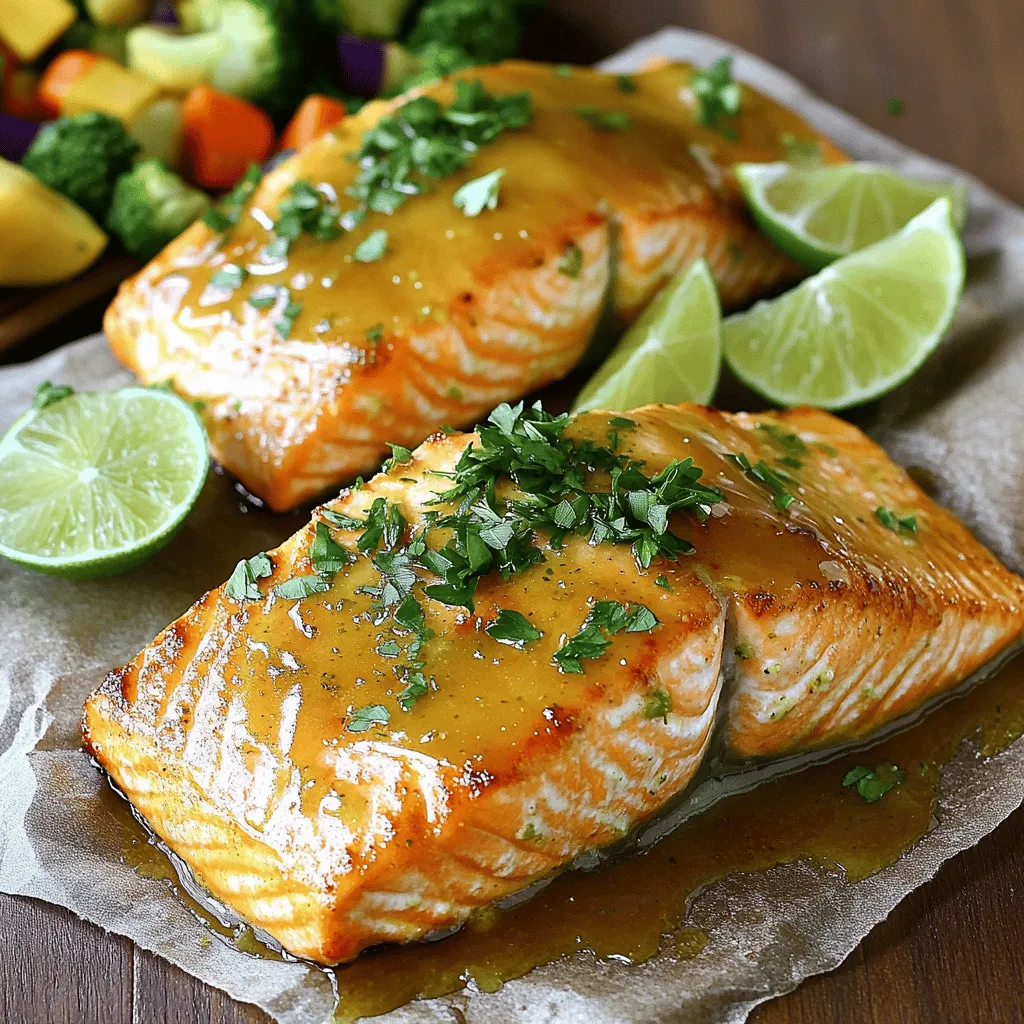 For a tasty honey-lime garlic butter salmon recipe, you need key ingredients. First, grab four salmon fillets, each about six ounces. Fresh salmon gives the best flavor. Next, you