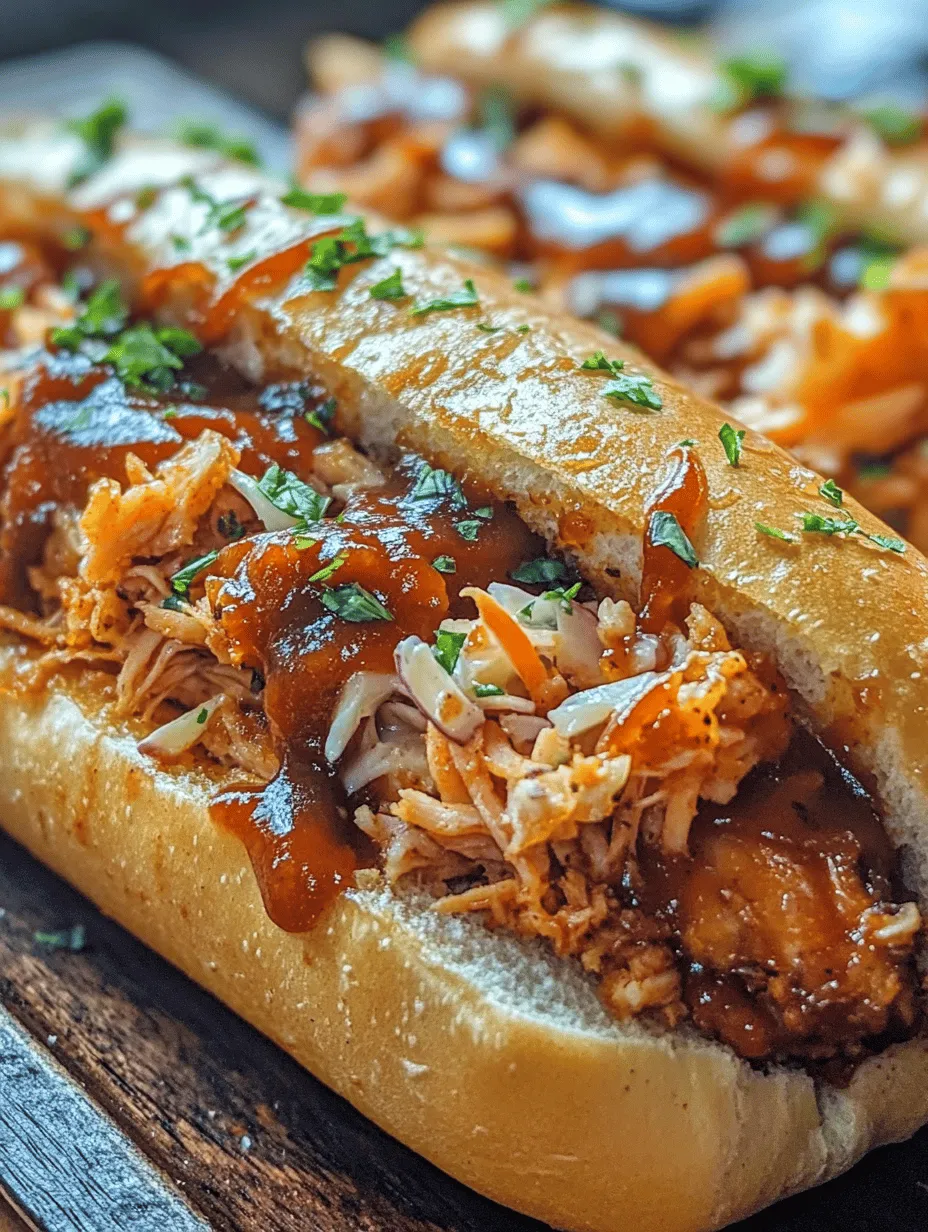 Vegan BBQ Shredded Jackfruit Meat Sub Sandwiches