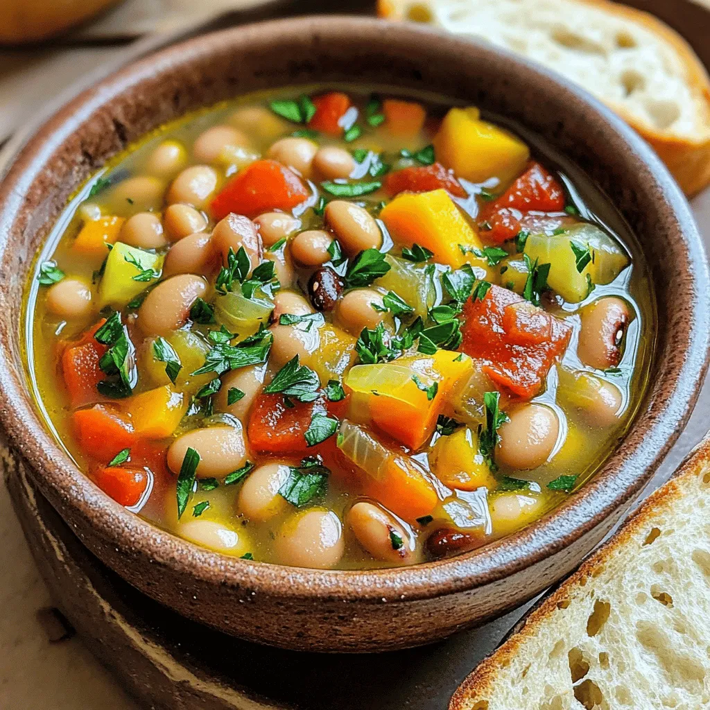 To make a great Savory Mediterranean Bean Soup, you need key ingredients. First, choose your beans wisely. I recommend using mixed beans like kidney, cannellini, and black beans. These provide a hearty base and various textures.