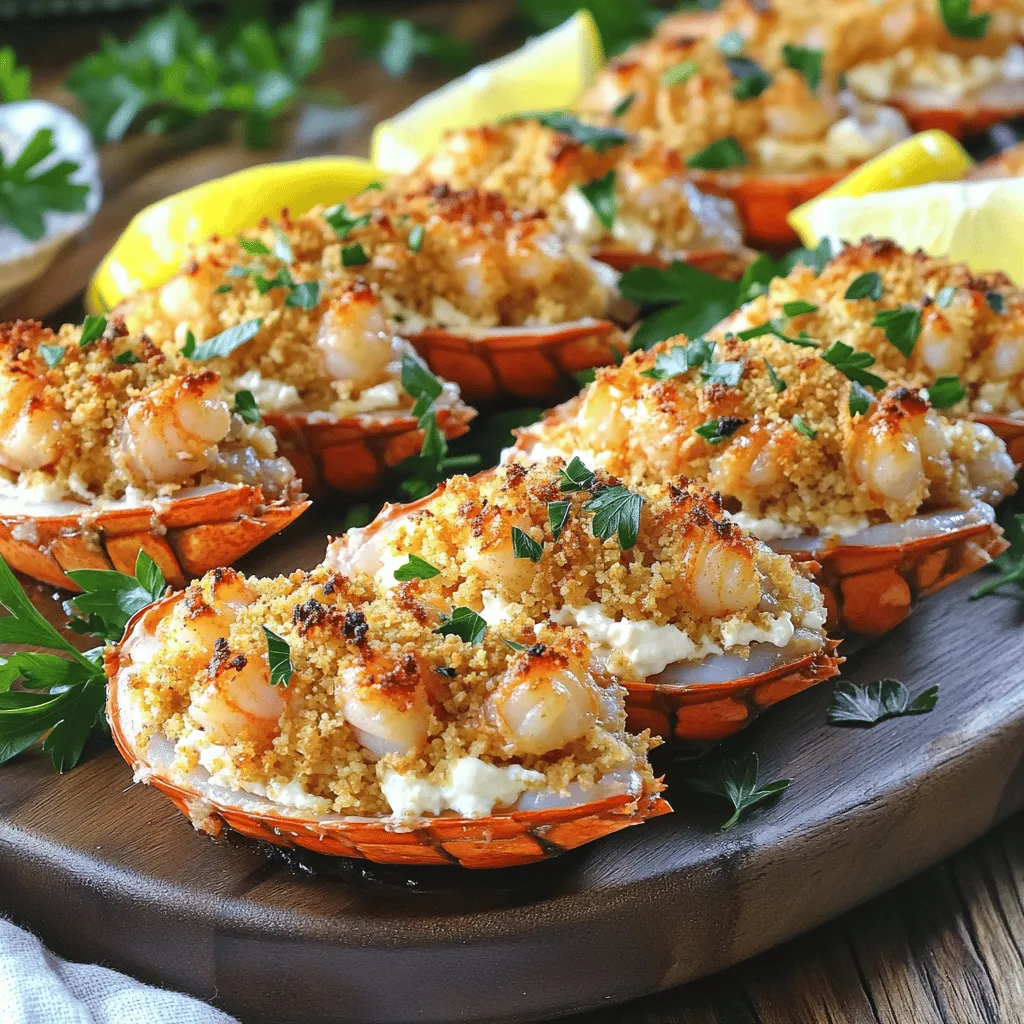 - 2 lobster tails - 1 cup cooked shrimp, chopped - ½ cup panko breadcrumbs