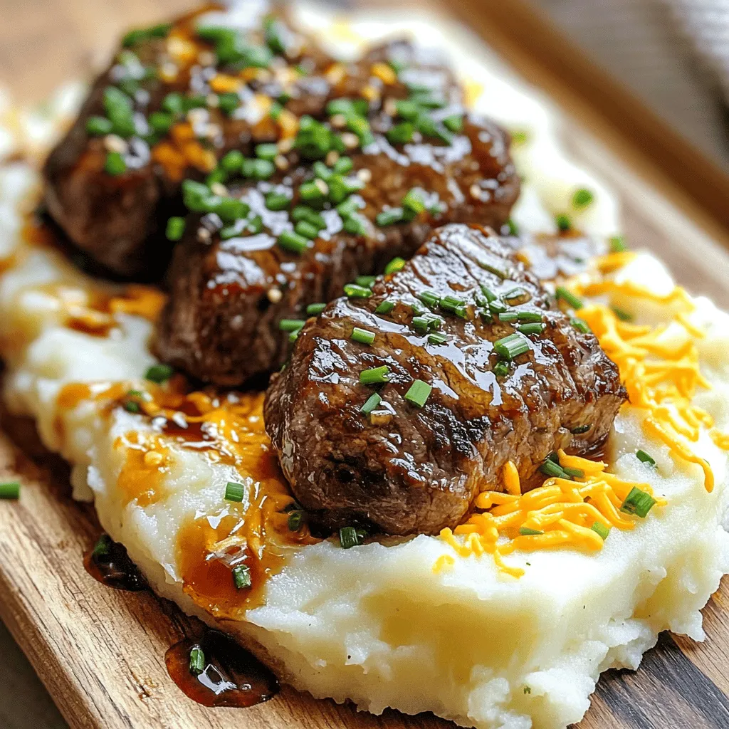 For juicy steak bites, you need a few key items. First, get 1 lb of sirloin steak, cut into cubes. This cut is tender and flavorful. Next, gather 4 tablespoons of unsalted butter. Butter gives the dish richness. You will also need 4 cloves of minced garlic. Garlic adds a bold taste. Fresh herbs like rosemary and thyme are a must. Use 1 teaspoon of each, finely chopped.