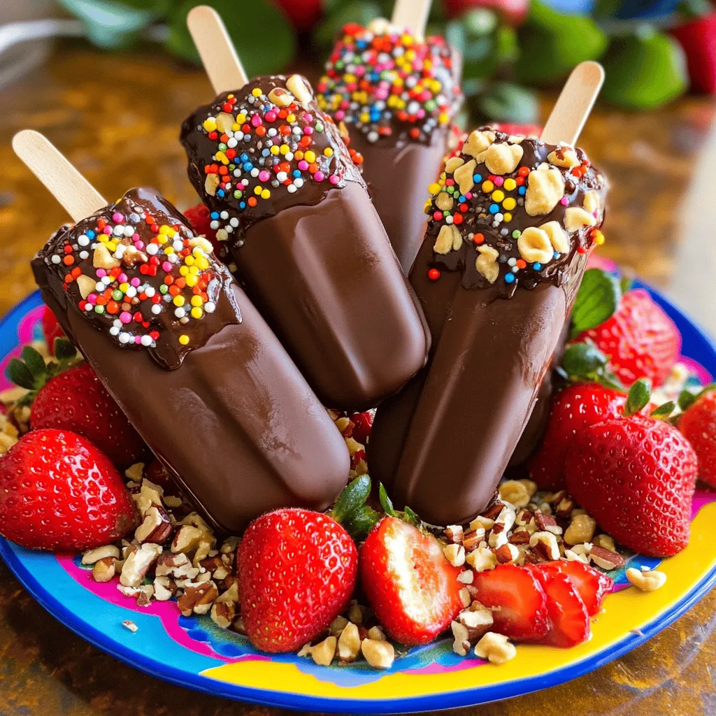Chocolate Dipped Strawberry Popsicles Simple Summer Treat