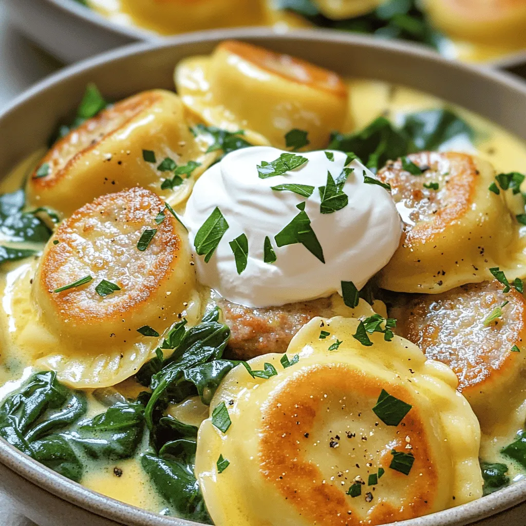 To create a creamy pierogi and turkey sausage skillet, you need a few key ingredients. First, you must have pierogi. Frozen cheese or potato-filled pierogi work best. They add a rich and comforting texture to the dish. Next, turkey sausage is a great choice. It brings a savory flavor and is leaner than pork sausage.