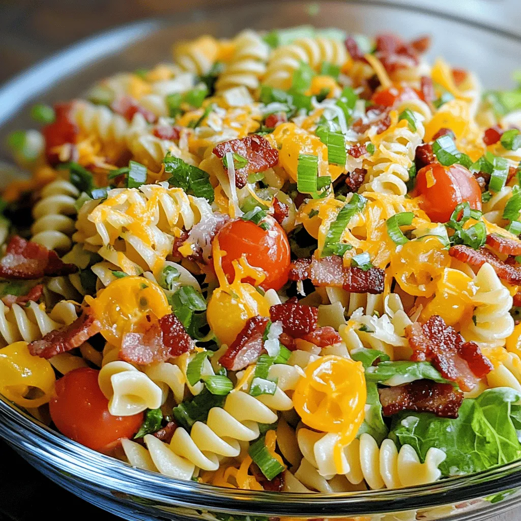 BLT Pasta Salad - Crunchy Creamy Sweet Recipe