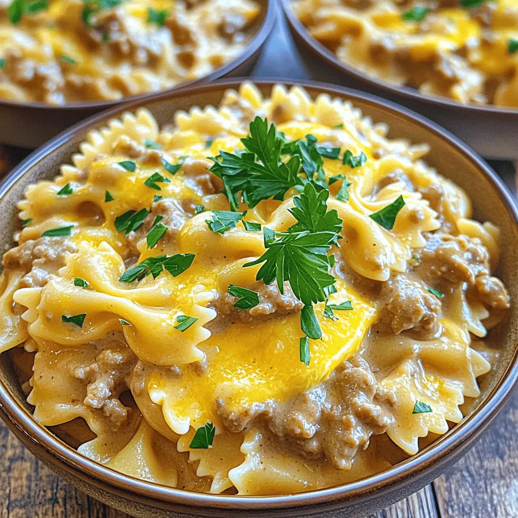 Bowtie Pasta with Creamy Velveeta Beef Sauce Delight