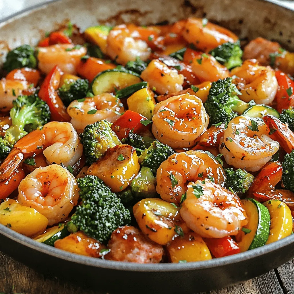 Easy Honey Garlic Shrimp with Sausage &#038; Veggies Recipe