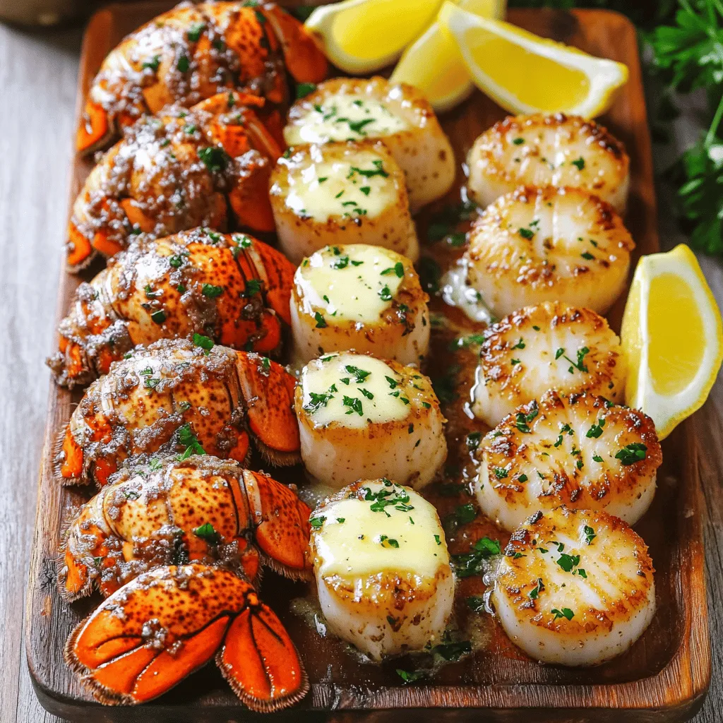 Garlic Butter Lobster Tail &#038; Scallops Feast Delight