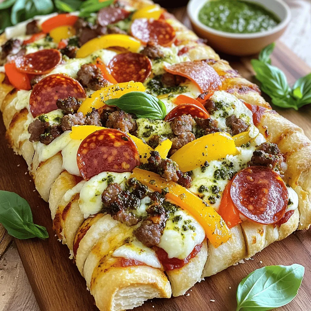 To make a tasty garbage bread, gather these key ingredients: - 1 pound pizza dough - 1 cup mozzarella cheese, shredded - ½ cup pepperoni slices - ½ cup cooked sausage, crumbled - ½ cup bell peppers, diced (any color) - ½ cup mushrooms, sliced - ¼ cup black olives, sliced - 2 tablespoons pesto - 1 tablespoon olive oil - 1 teaspoon garlic powder - Salt and pepper to taste - 1 egg, beaten (for egg wash)