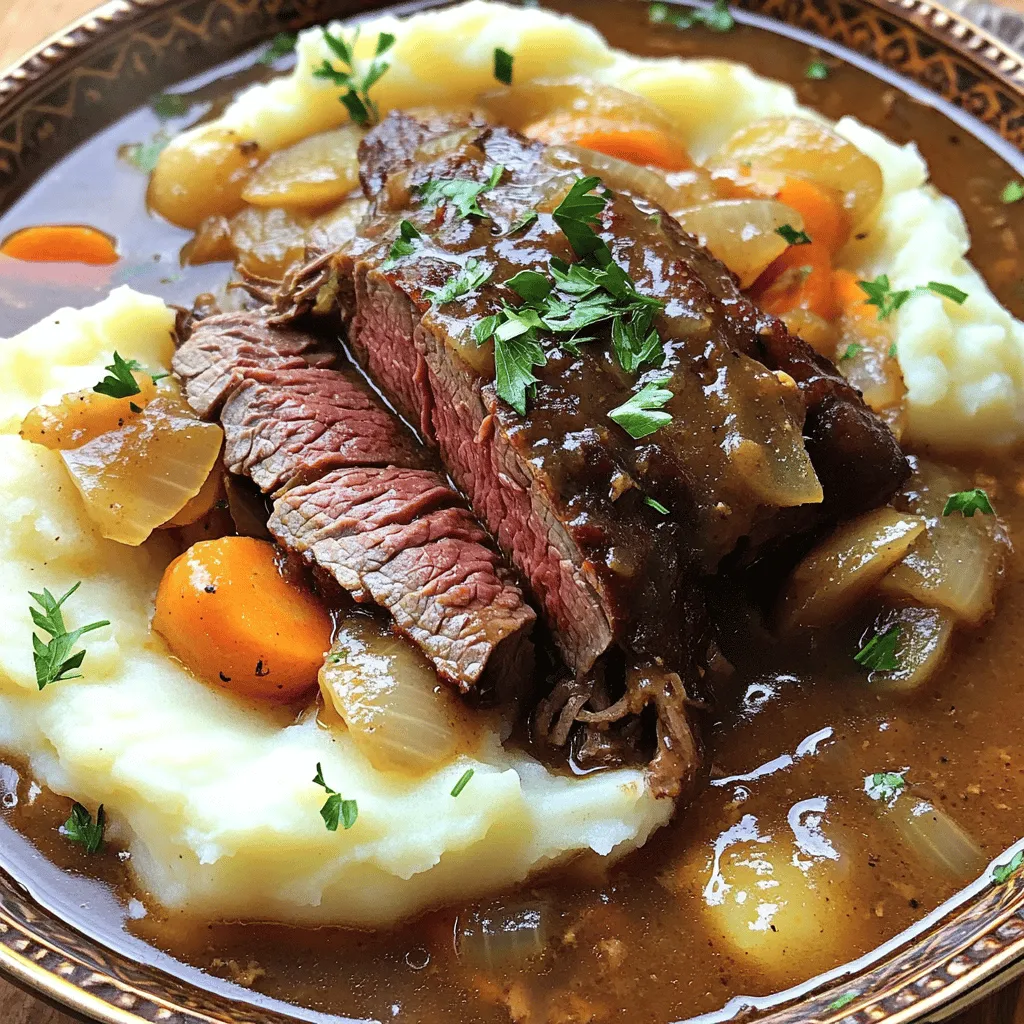 Pot Roast over Mashed Potatoes Savory Comfort Meal