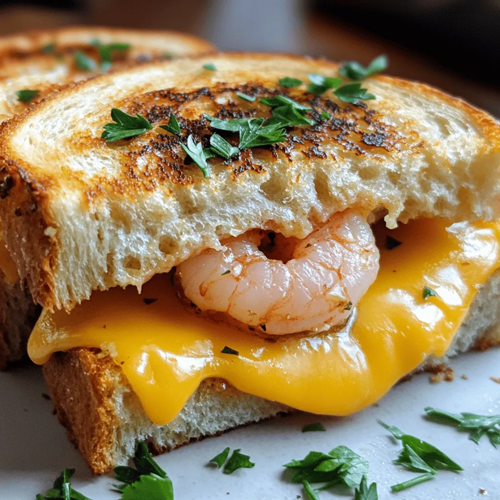 To make a garlic butter shrimp sandwich, you need fresh shrimp, butter, and bread. These ingredients create a rich taste that pairs well with cheese.