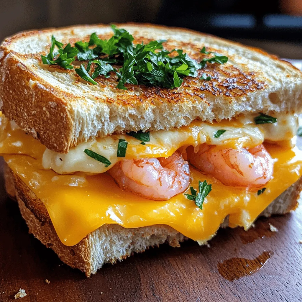 Garlic Butter Shrimp Grilled Cheese Sandwich Delight