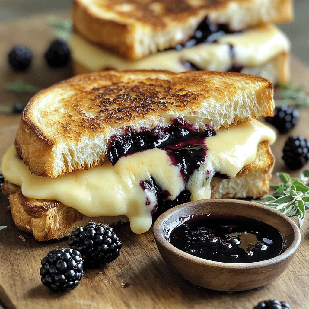 - 4 slices of sourdough bread - 4 oz brie cheese, sliced - 1 cup fresh blackberries