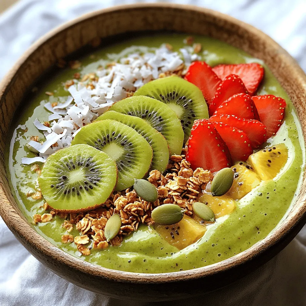 For the avocado coconut smoothie bowl, you need: - 1 ripe avocado - 1 cup coconut milk (canned or refrigerated) - 1 banana, frozen - 1 tablespoon honey or agave syrup - 1 tablespoon chia seeds - 1 teaspoon vanilla extract - Toppings: sliced fresh fruit (like kiwi or strawberries), granola, coconut flakes, pumpkin seeds