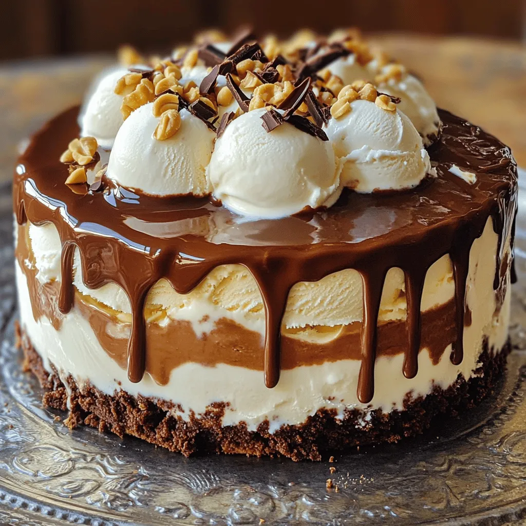Peanut Butter Fudge Ganache Ice Cream Cake Delight