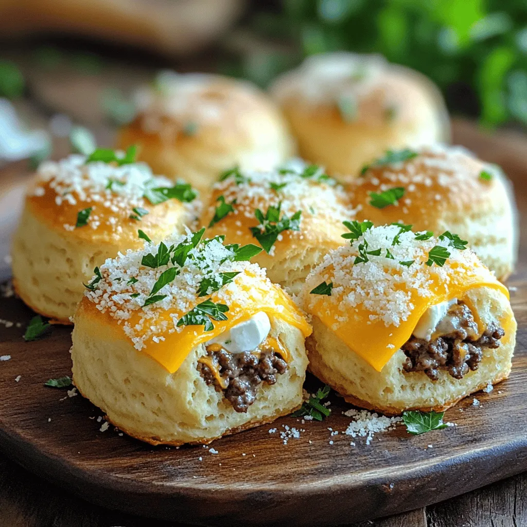Irresistible Garlic Parmesan Cheeseburger Bombs are delicious bites packed with flavor. They blend ground beef, garlic, and cheese into a soft biscuit shell. Each bomb offers a cheesy, savory experience that everyone loves. You can serve them as snacks or appetizers at any gathering.