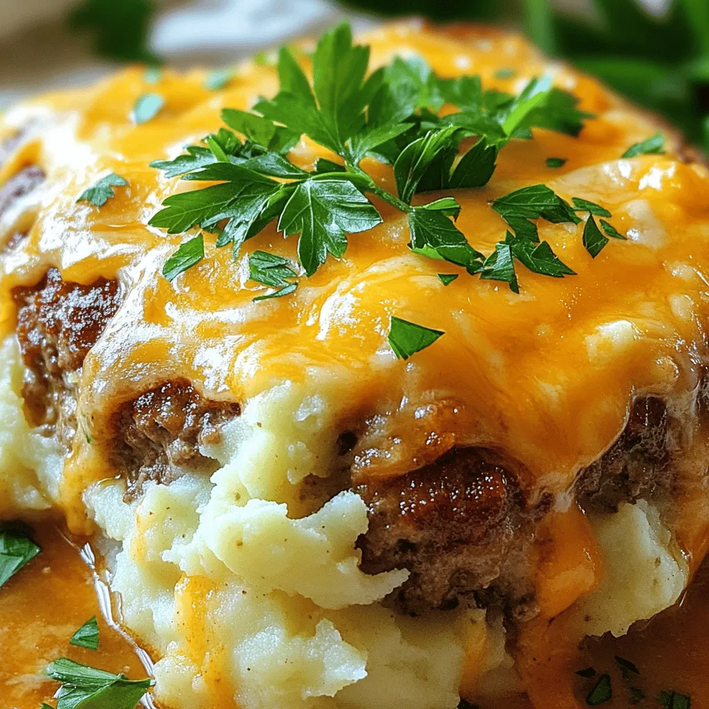 The heart of my mashed potato meatloaf casserole lies in its simple yet flavorful ingredients. The base starts with one pound of ground beef or turkey. This choice affects the taste, so select what you love. Ground turkey gives a lighter flavor, while beef adds rich depth.