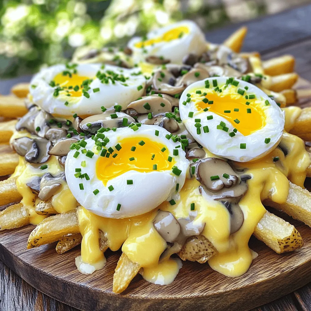 Egg Mushroom Sauce Fries Savory Comfort Food Dish