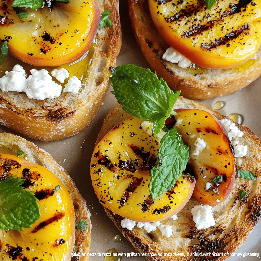 Toasted Bread, Grilled Nectarines Sweet and Simple Snack