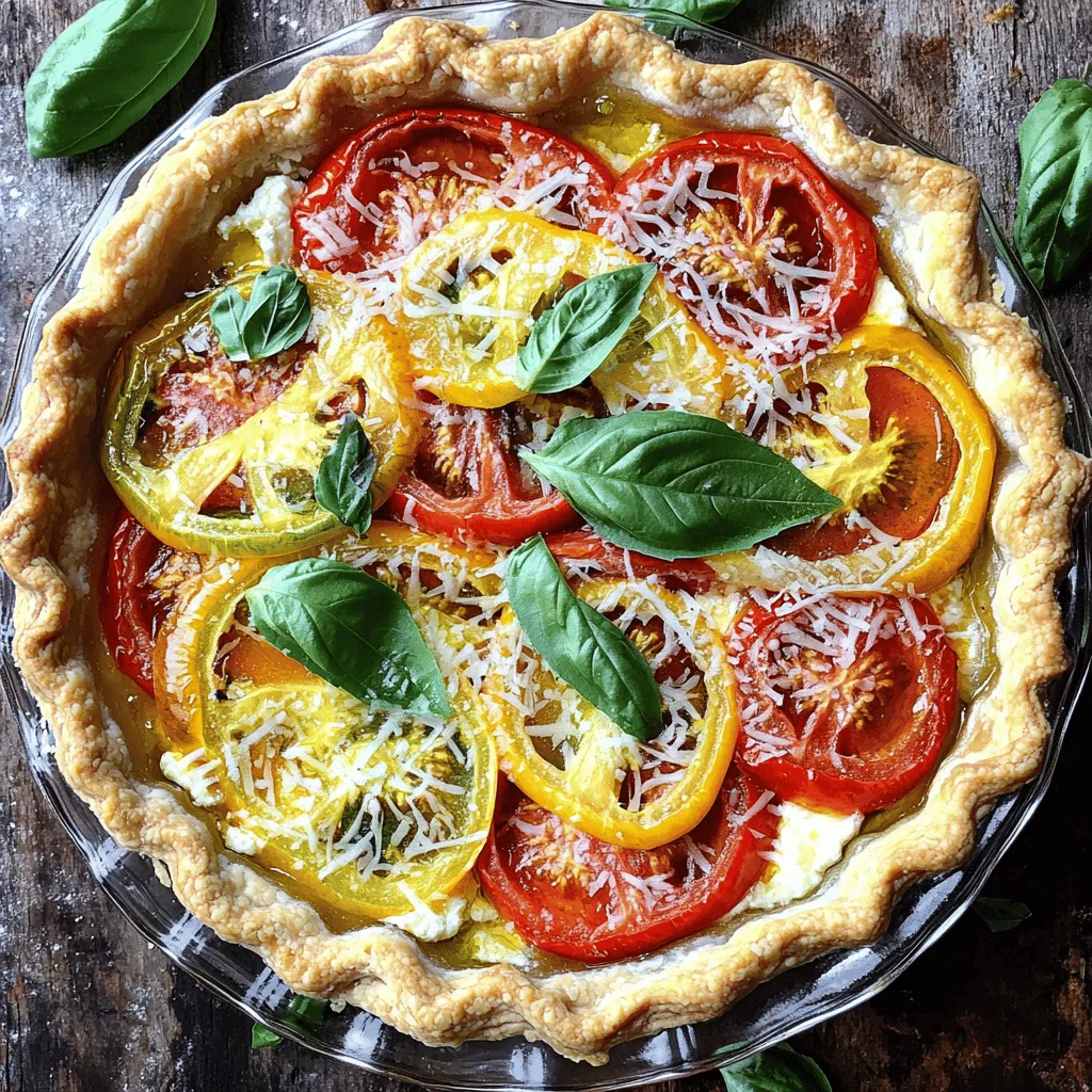 To make a fresh tomato pie, you need a few key ingredients. Here’s what you’ll need: - 1 ready-made pie crust (9-inch) - 4-5 medium heirloom tomatoes, sliced - 1 cup fresh basil leaves, chopped - 1 cup ricotta cheese - 1 cup shredded mozzarella cheese - ½ cup grated Parmesan cheese - 2 tablespoons olive oil - 2 cloves garlic, minced - 1 teaspoon dried oregano - Salt and pepper to taste - 1 egg (optional, for egg wash)