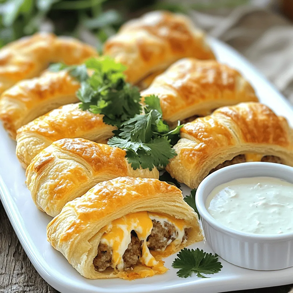 To make Rotel Sausage Cream Cheese Crescents, you will need: - 1 can (8 oz) refrigerated crescent roll dough - 1 pound breakfast sausage (choose mild or spicy) - 1 package (8 oz) cream cheese, softened - 1 can (10 oz) Rotel diced tomatoes and green chilies, drained - 1 teaspoon garlic powder - 1 teaspoon onion powder - ½ teaspoon smoked paprika - 1 cup shredded cheddar cheese - ¼ cup chopped fresh cilantro (optional for garnish) - Cooking spray or butter for greasing