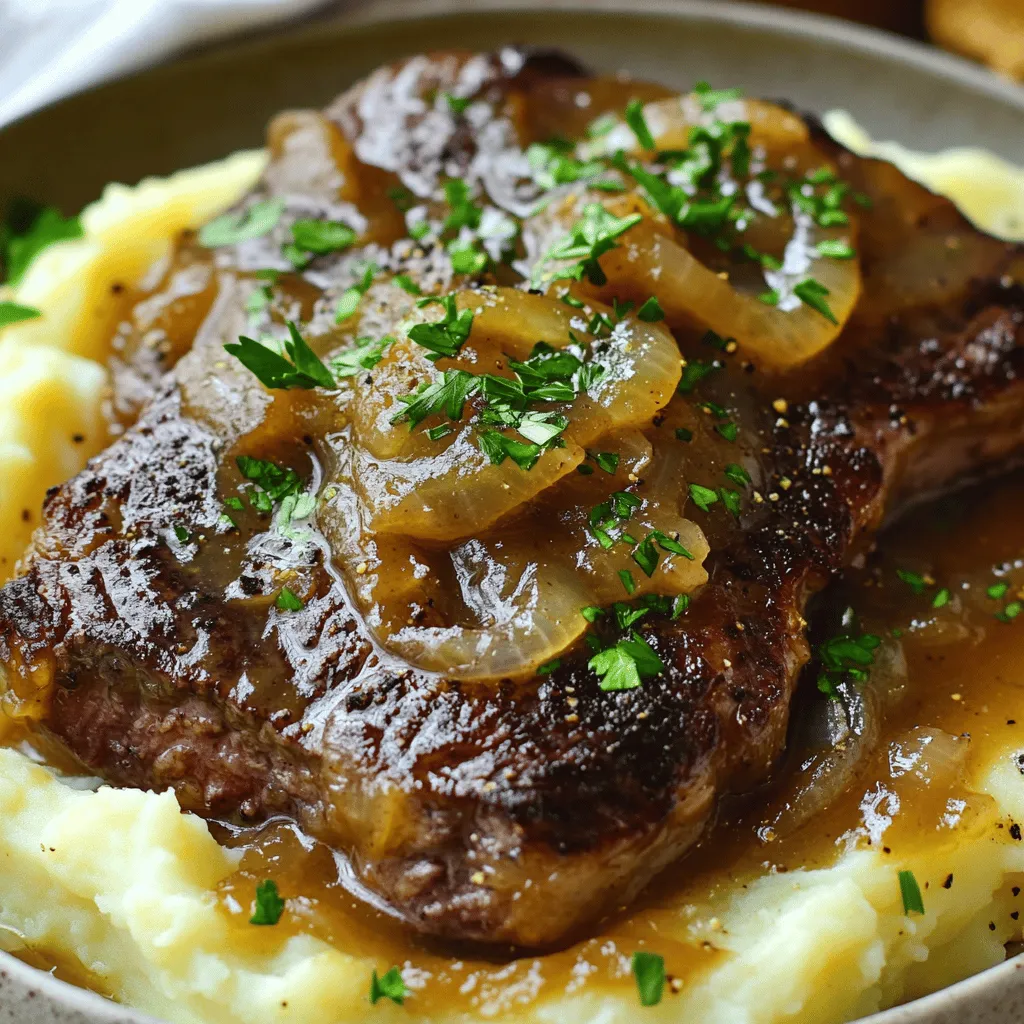To create a great onion gravy smothered steak, you need the right ingredients. The backbone of this dish is the meat. I recommend using ribeye or sirloin steaks. They have the right amount of fat and flavor. These cuts make the steak juicy and tender.