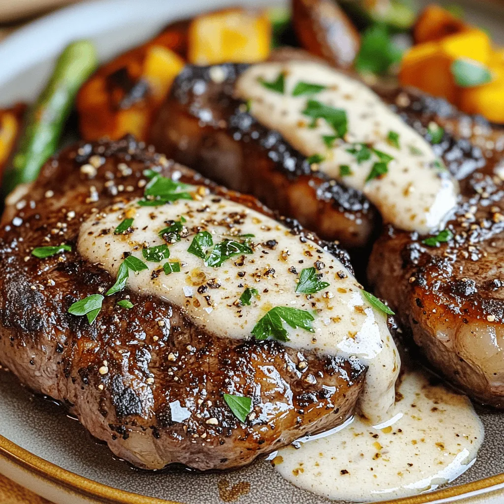Savory Steak with Bourbon Garlic Cream Sauce Delight