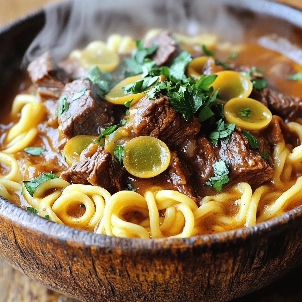 The Savory Mississippi Beef Noodles Recipe is a comfort food classic. It brings warmth and taste to your table. The main star is beef chuck roast. This cut is perfect for slow cooking. It becomes tender and flavorful. The recipe also needs ranch dressing mix and Italian seasoning mix. These add depth and zing to the dish.