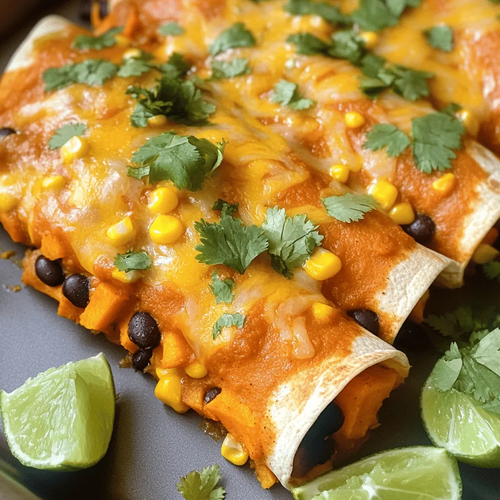 Savory Sweet Potato and Black Bean Enchiladas Recipe
