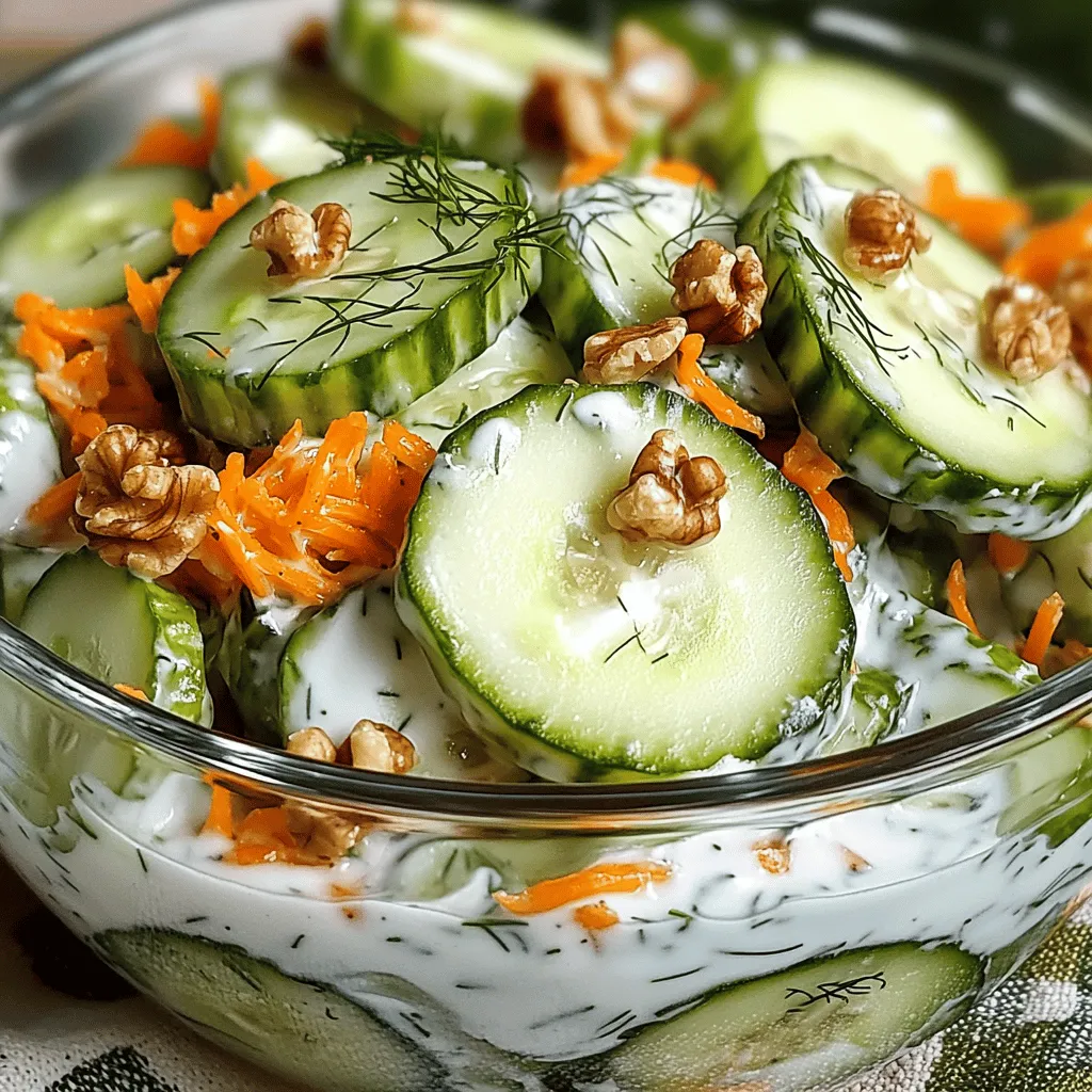 To create a creamy cucumber and carrot salad, you need fresh and simple ingredients. Here’s what you’ll need: